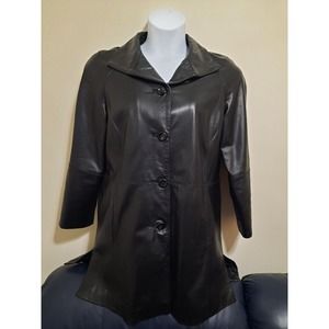 Womens Leather Jacket Medium 40" Black East 5th